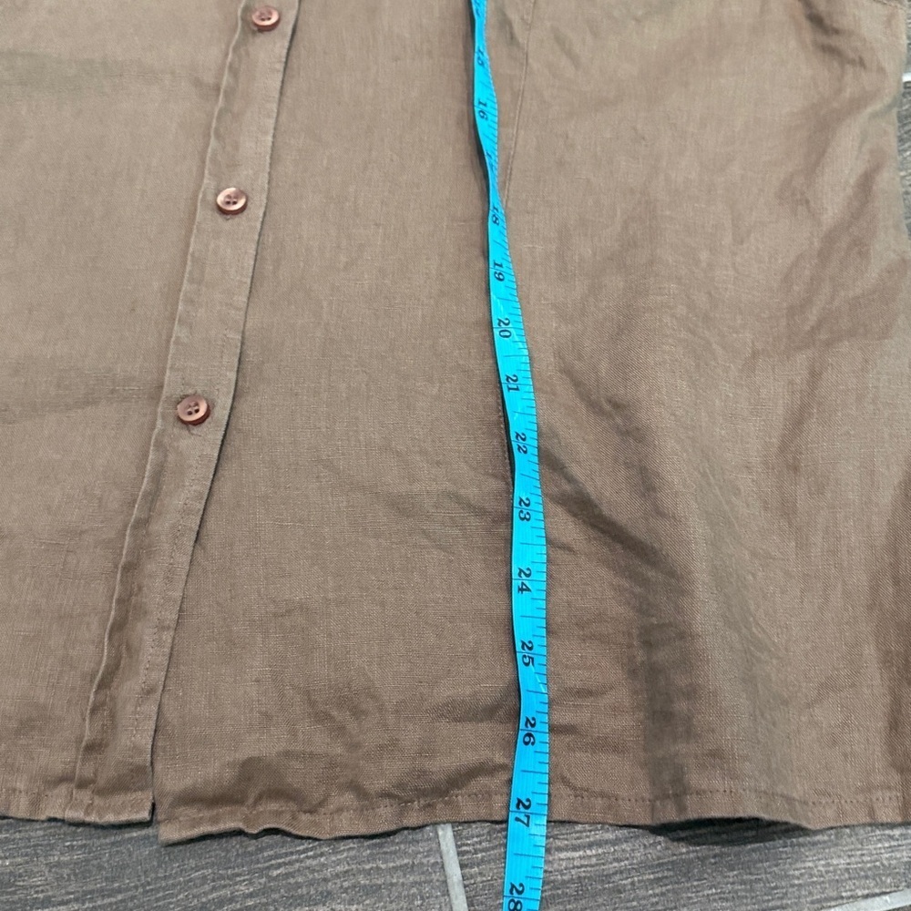 Chaus Brown Linen Button-down Shirt - Picture 10 of 11